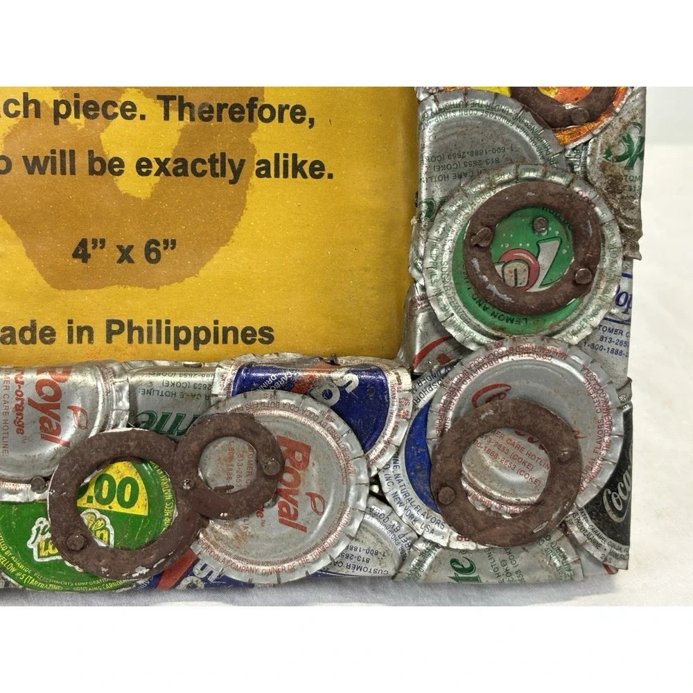 NEW! Vtg Recycled Bottle Cap Picture Photo Frame 4